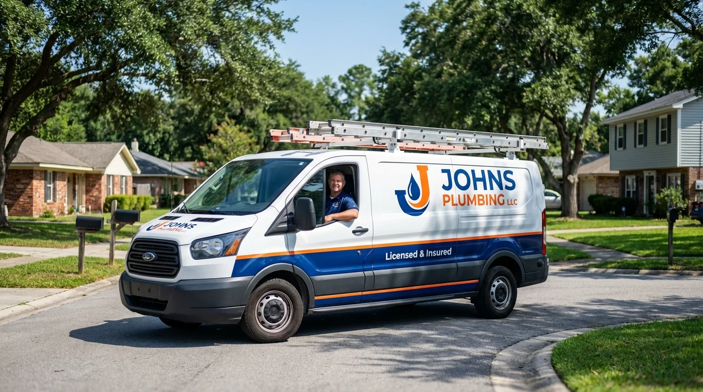 Johns Plumbing LLC service van in Roswell, NM