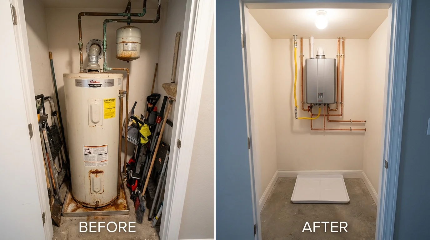 Tank water heater versus wall-mounted tankless unit comparison for Roswell, NM homeowners